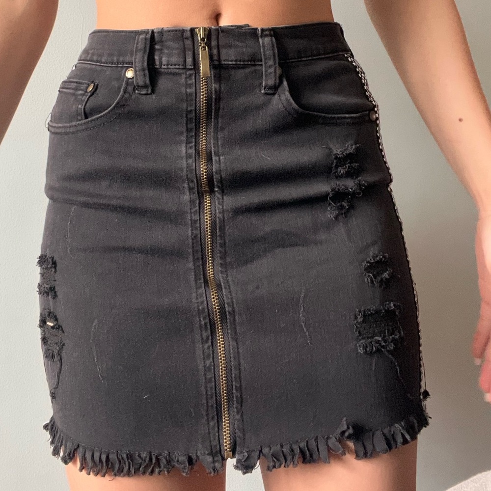 Black Denim Skirt